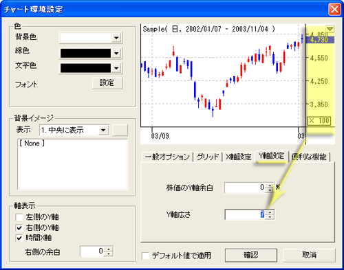 Y軸の広さの設定